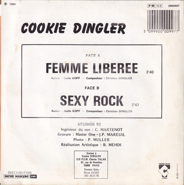 Cookie Dingler - Femme Liberee 41321 Vinyl Singles Vinyl Goed / Hoes Sticker
