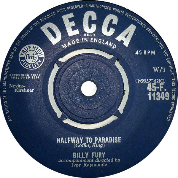 Billy Fury - Halfway To Paradise 41863 Vinyl Singles Vinyl Goed / Hoes Generic