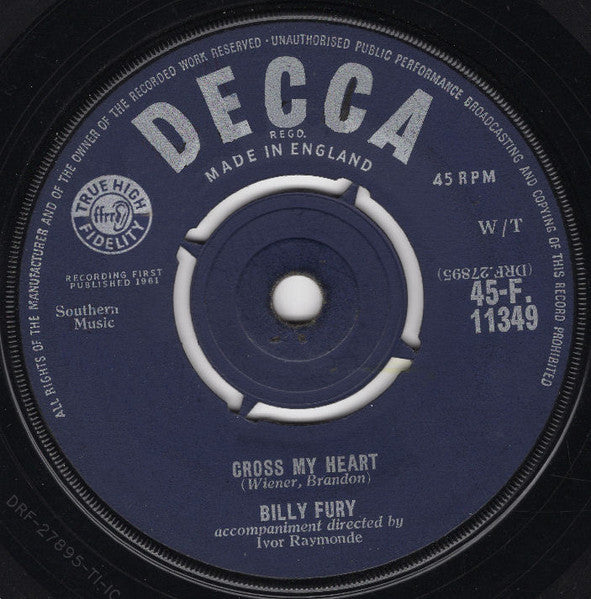 Billy Fury - Halfway To Paradise 41863 Vinyl Singles Vinyl Goed / Hoes Generic