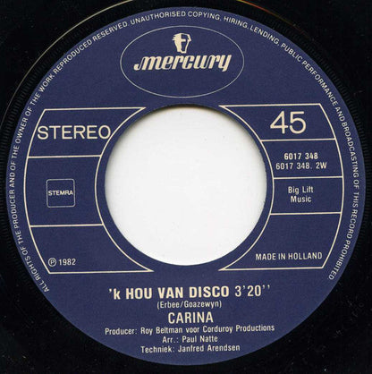 Carina - Oh Lieve Papa Vinyl Singles Vinyl Zeer Goed / Hoesje Goed "VINYLSINGLES.NL"