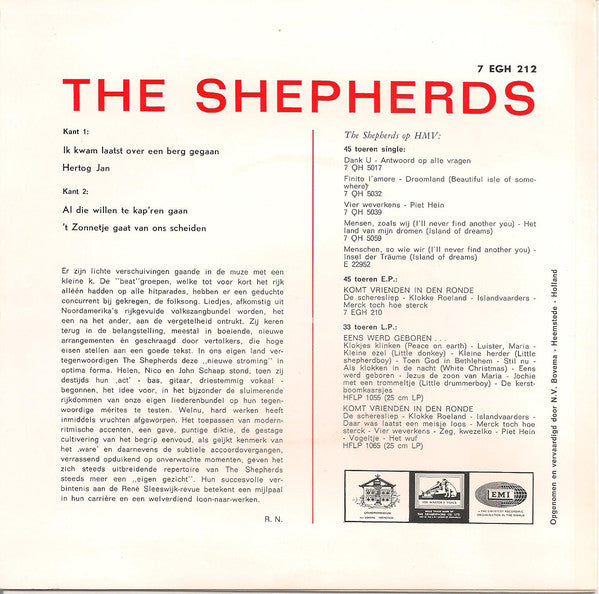Shepherds - Ik Kwam Laatst Over Een Berg Gegaan (EP) 01272 Vinyl Singles EP Hoes: Goede Staat / Vinyl: Goede Staat   