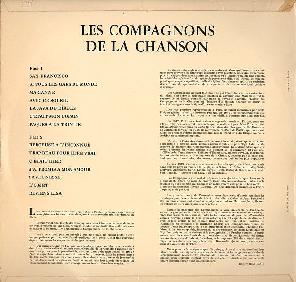 Compagnons De La Chanson - Les Compagnon De La Chanson (LP) 41445 Vinyl LP JUKEBOXSINGLES.NL   