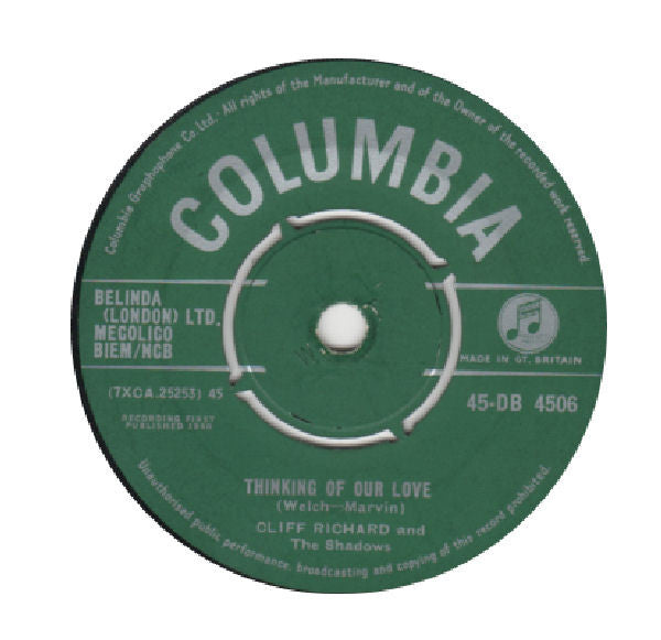 Cliff Richard & The Shadows - Nine Times Out Of Ten Vinyl Singles Vinyl Zeer Goed / Hoesje Generic "VINYLSINGLES.NL"
