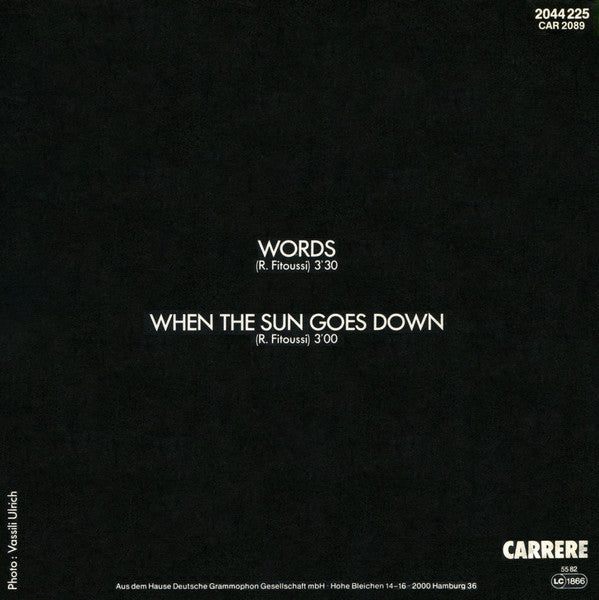 F.R. David - Words 41212 Vinyl Singles Vinyl Goed / Hoes Goed