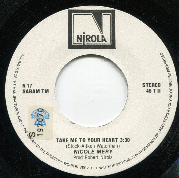 Nicole Mery - Sluit Me In Je Hart 15227 Vinyl Singles Vinyl Goed / Hoes Goed