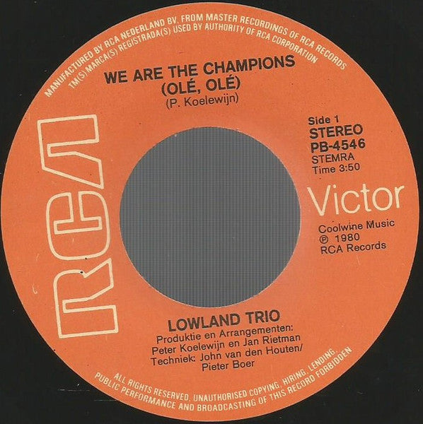 Lowland Trio - We Are The Champions 23725 Vinyl Singles Vinyl Goed / Hoes Goed