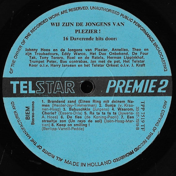 Various - Wij Zijn De Jongens Van Plezier ! (LP) 52186 Vinyl LP Vinyl Goed / Hoes Goed