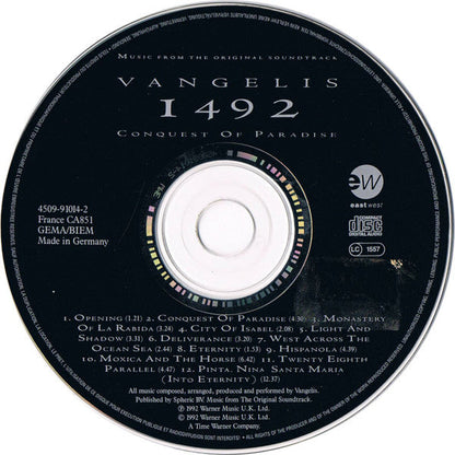 Vangelis - 1492 – Conquest Of Paradise (Music From The Original Soundtrack) (CD) 70597 Compact Disc Goede Staat
