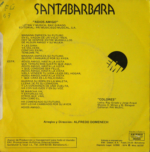 Santabarbara - Adios Amigo 32018