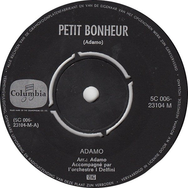 Adamo - Petit Bonheur 42263 Vinyl Singles Vinyl Goed / Hoes Generic