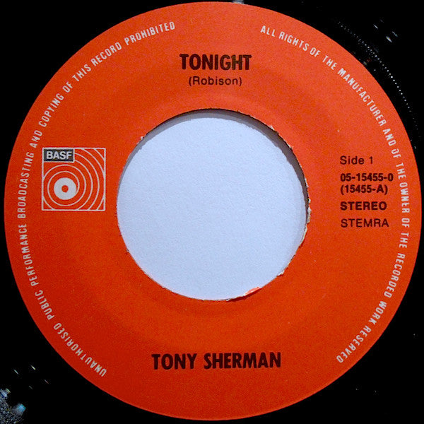 Tony Sherman - Tonight 40400 Vinyl Singles Vinyl Goed / Hoes Goed