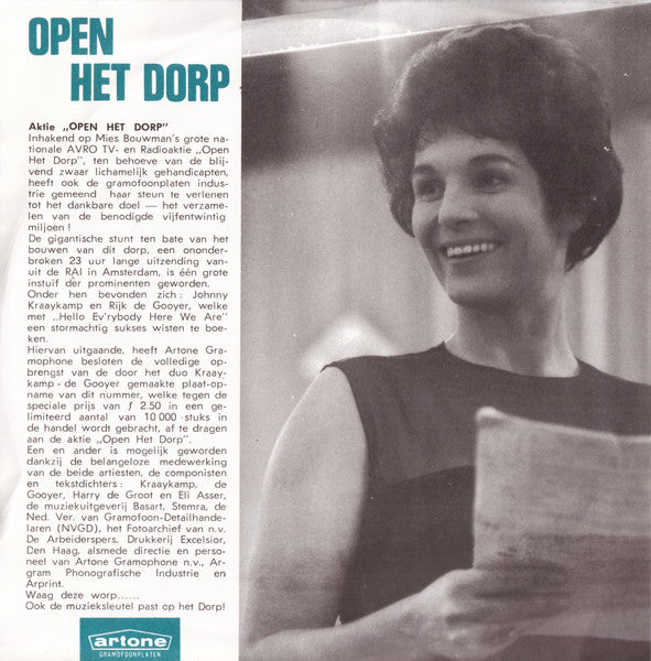 Johnny Kraaykamp - Hello Ev'rybody Here We Are 02838 Vinyl Singles Vinyl Goed / Hoes Goed