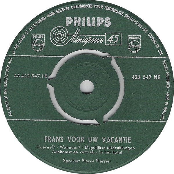 No Artist - Frans Voor Uw Vacantie - Notions De Français Pour Les Touristes 15046 Vinyl Singles EP Vinyl Goed / Hoes Goed