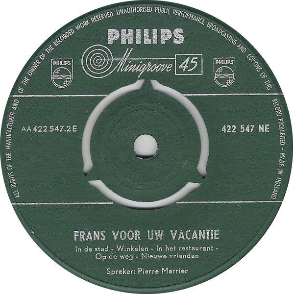 No Artist - Frans Voor Uw Vacantie - Notions De Français Pour Les Touristes 15046 Vinyl Singles EP Vinyl Goed / Hoes Goed