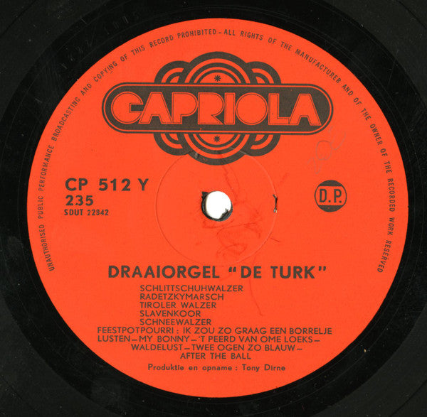 Draaiorgel De Turk - Draaiorgel / Streetorgan / Drehorgel De Turk (LP) 46851 Vinyl LP JUKEBOXSINGLES.NL   