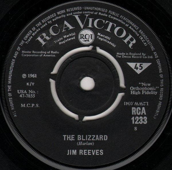Jim Reeves - The Blizzard 42233 Vinyl Singles Toevoegen Vinyl Goed / Hoes Generic