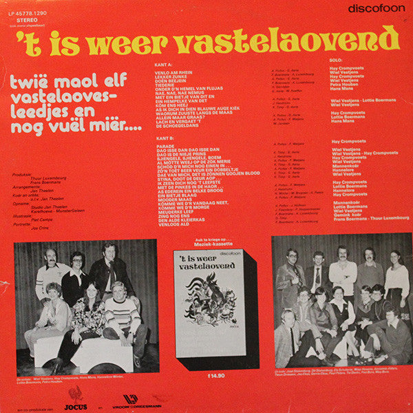 Various - 't Is Weer Vastelaovend (LP) 52124 Vinyl LP Vinyl Goed / Hoes Goed