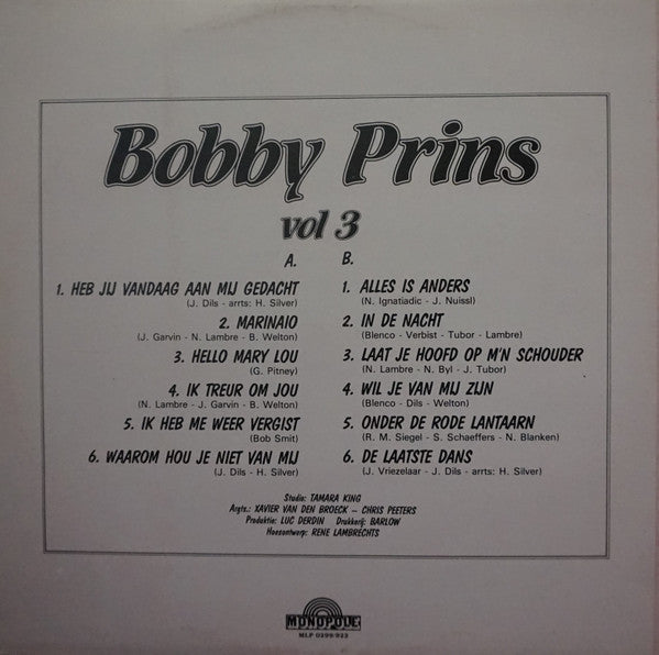 Bobby Prins - Bobby Prins Vol. 3 (LP) Vinyl LP Vinyl Zeer Goed / Hoesje Goed "VINYLSINGLES.NL"