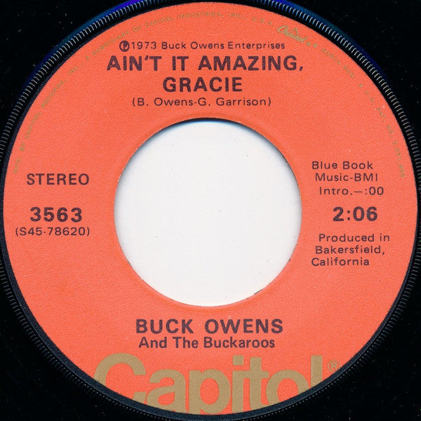 Buck Owens And His Buckaroos - Ain't It Amazing, Gracie Vinyl Singles Vinyl Zeer Goed / Hoesje Generic "VINYLSINGLES.NL"