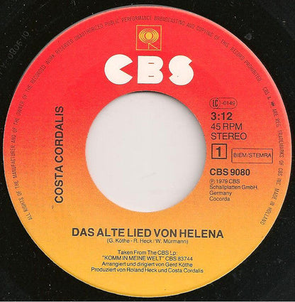 Costa Cordalis - Das Alte Lied Von Helena 32152 Vinyl Singles Vinyl Zeer Goed / Hoesje Goed "VINYLSINGLES.NL"