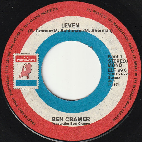 Ben Cramer - Leven Vinyl Singles Vinyl Goed / Hoesje Redelijk "VINYLSINGLES.NL"