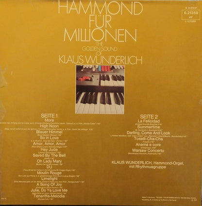 Klaus Wunderlich - Hammond Für Millionen - The Golden Sound Of Klaus Wunderlich (LP) 50724 Vinyl LP JUKEBOXSINGLES.NL   