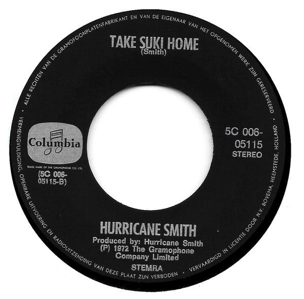 Hurricane Smith - Who Was It? 18996 Vinyl Singles Vinyl Zeer Goed / Hoesje Goed "VINYLSINGLES.NL"