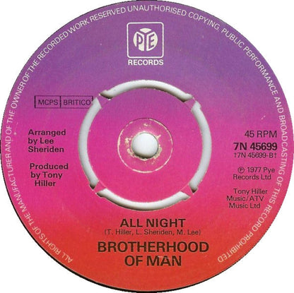 Brotherhood Of Man - Angelo Vinyl Singles Vinyl Zeer Goed / Hoesje Generic "VINYLSINGLES.NL"