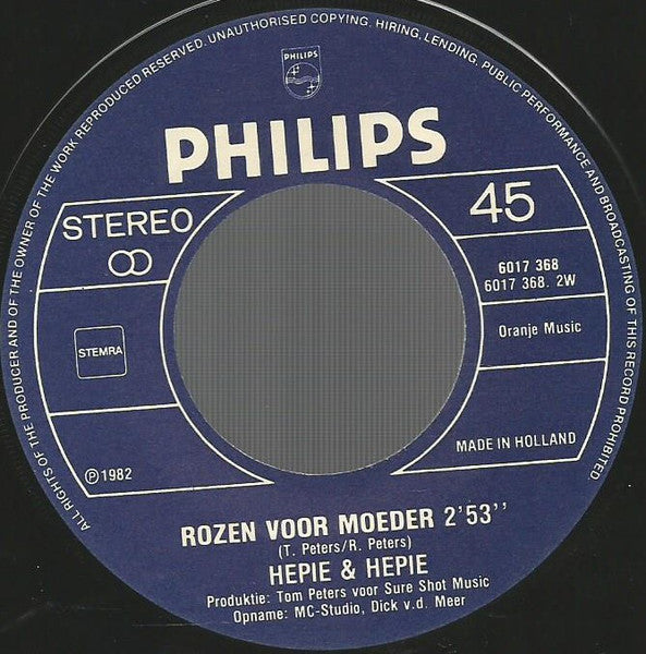 Hepie & Hepie - Blijf Bij Je Man Vinyl Singles Vinyl Zeer Goed / Hoesje Goed "VINYLSINGLES.NL"