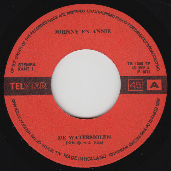 Johnny Hoes & Annie de Reuver - Watermolen 42582 vinylsingle Vinyl Goed / Hoes Generic