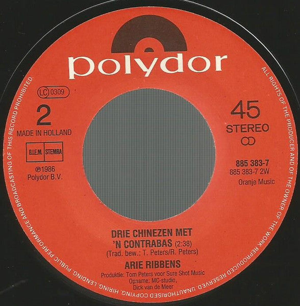 Arie Ribbens - Cerveza Olandá 10530 Vinyl Singles Vinyl Zeer Goed / Hoesje Goed "VINYLSINGLES.NL"