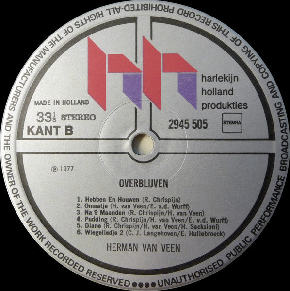 Herman van Veen - Overblijven (LP) Vinyl LP Dubbel Vinyl Zeer Goed / Hoesje Goed "VINYLSINGLES.NL"