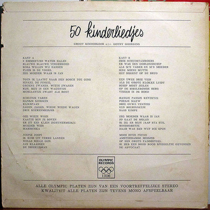 Groot Kinderkoor - 50 Kinderliedjes (LP) 52102 Vinyl LP Vinyl Zeer Goed / Hoesje Goed "VINYLSINGLES.NL"