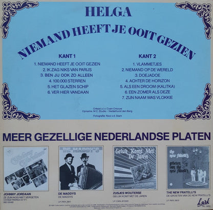 Helga - Niemand Heeft Je Ooit Gezien (LP) Vinyl LP Vinyl Zeer Goed / Hoesje Goed "VINYLSINGLES.NL"