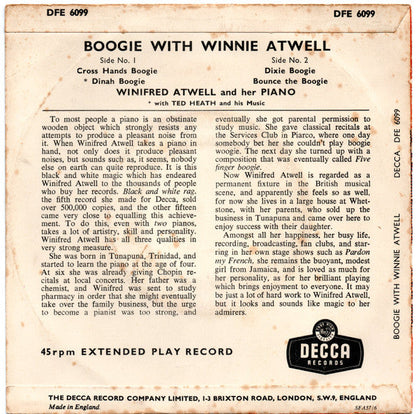 Winifred Atwell - Boogie With Winnie Atwell 42533 Vinyl Singles EP Vinyl Goed / Hoes Goed