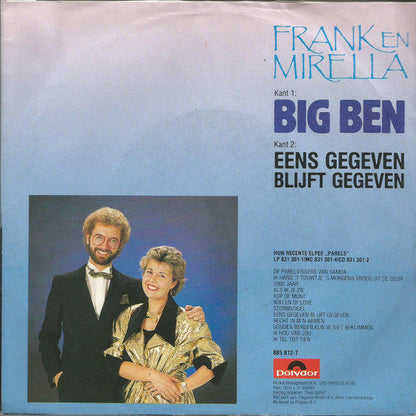 Frank & Mirella - Big Ben 40329 Vinyl Singles Vinyl Zeer Goed / Hoesje Goed "VINYLSINGLES.NL"