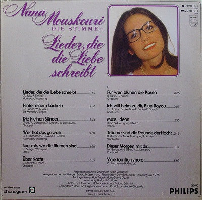 Nana Mouskouri - Lieder, Die Die Liebe Schreibt (LP) 50959 Vinyl LP Vinyl Goed / Hoes Goed