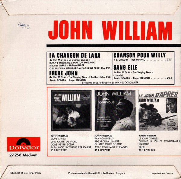 John William - La Chanson De Lara 42663 Vinyl Singles EP Vinyl Goed / Hoes Goed