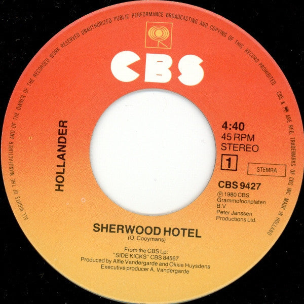 Hollander - Sherwood Hotel Vinyl Singles Vinyl Zeer Goed / Hoesje Generic "VINYLSINGLES.NL"