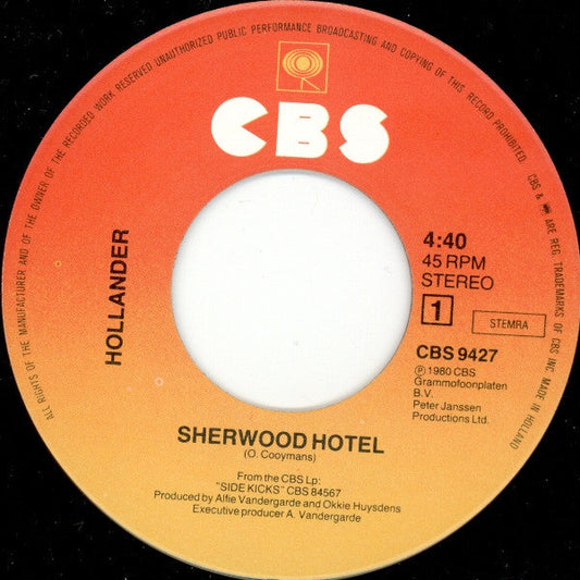 Hollander - Sherwood Hotel Vinyl Singles Vinyl Zeer Goed / Hoesje Generic "VINYLSINGLES.NL"