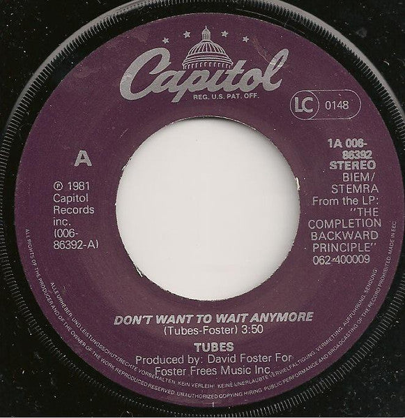 Tubes - Don't Want To Wait Anymore 30281 30344