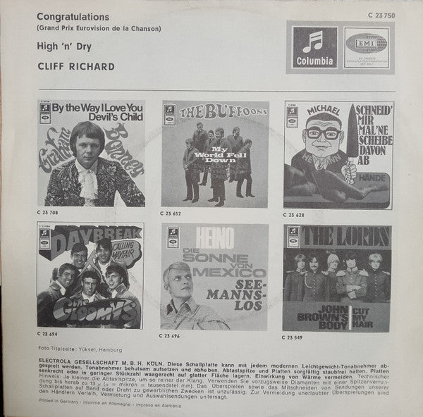 Cliff Richard - Congratulations 42229 Vinyl Singles Vinyl Goed / Hoes Goed