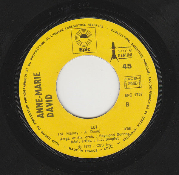 Anne Marie David - Comme Une Valse Vinyl Singles Vinyl Zeer Goed / Hoesje Goed "VINYLSINGLES.NL"
