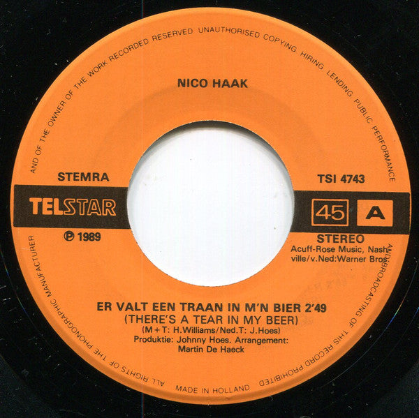 Nico Haak - Er Valt 'n Traan In M'n Bier 34955 Vinyl Singles Vinyl Goed / Hoes Generic