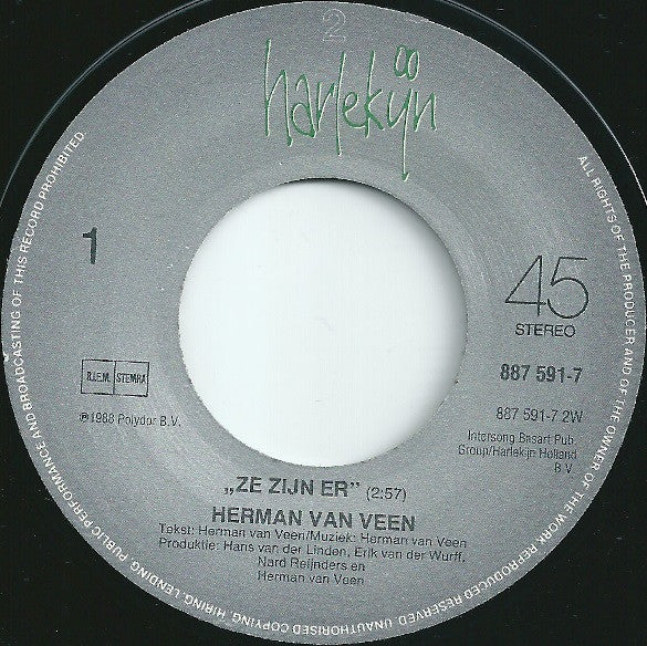 Herman van Veen, Johnny Kraaykamp - Praatjes Vinyl Singles Vinyl Zeer Goed / Hoesje Goed "VINYLSINGLES.NL"