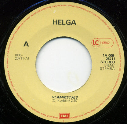 Helga - Vlammetjes Vinyl Singles Vinyl Zeer Goed / Hoesje Goed "VINYLSINGLES.NL"