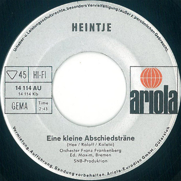 Heintje - Heidschi Bumbeidschi 43514 Vinyl Singles Vinyl Zeer Goed / Hoesje Goed "VINYLSINGLES.NL"