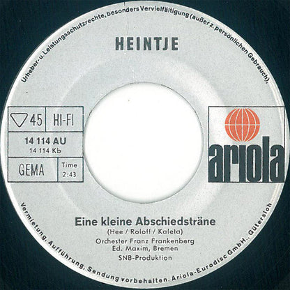 Heintje - Heidschi Bumbeidschi 43514 Vinyl Singles Vinyl Zeer Goed / Hoesje Goed "VINYLSINGLES.NL"