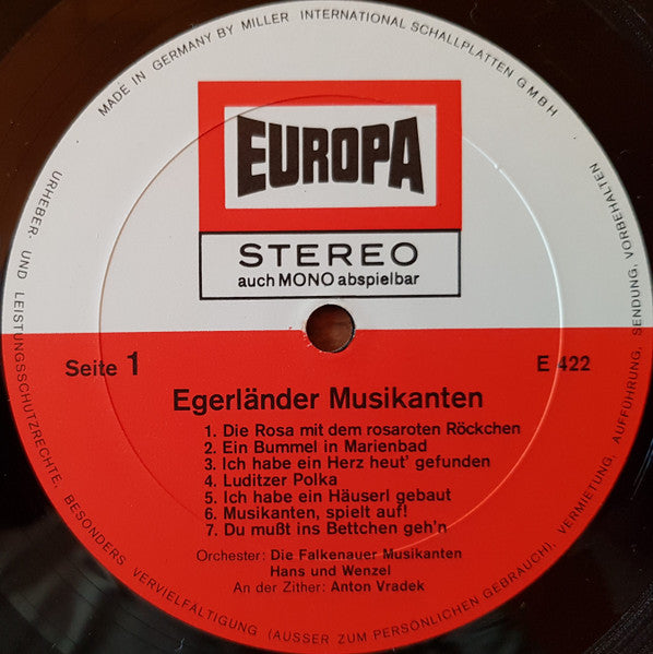 Falkenauer Musikanten Solisten: Hans Und Wenzel An Der Zither: Anton Vradek - Egerländer Musikanten (LP) 49198 Vinyl LP JUKEBOXSINGLES.NL   