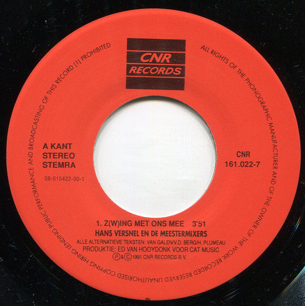 Hans Versnel & De Meestermixers - Z(w)ing Met Ons Mee 40541 Vinyl Singles Vinyl Zeer Goed / Hoesje Goed "VINYLSINGLES.NL"